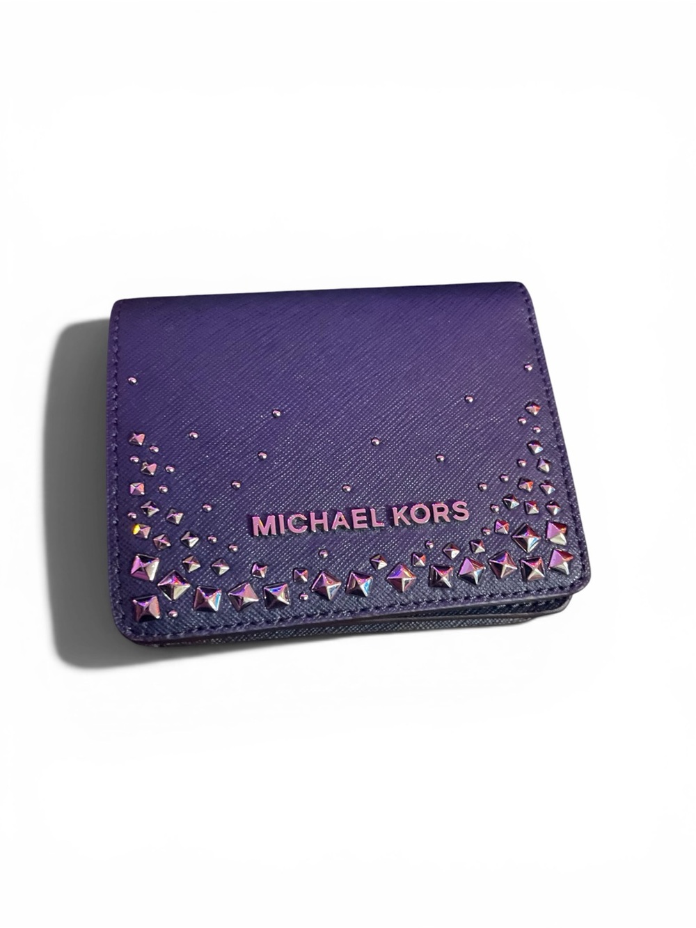 Michael Kors Studded Bifold Wallet - Navy Saffiano Leather